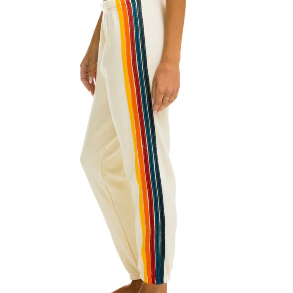 Aviator Nation - 5 STRIPE SWEATPANTS - VINTAGE WHITE